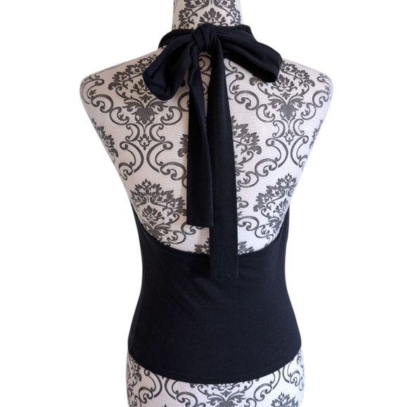 Amanda Uprichard Halter Top Women Med Y2K Whimsigoth Indie Boho Backless Black - Picture 3 of 9